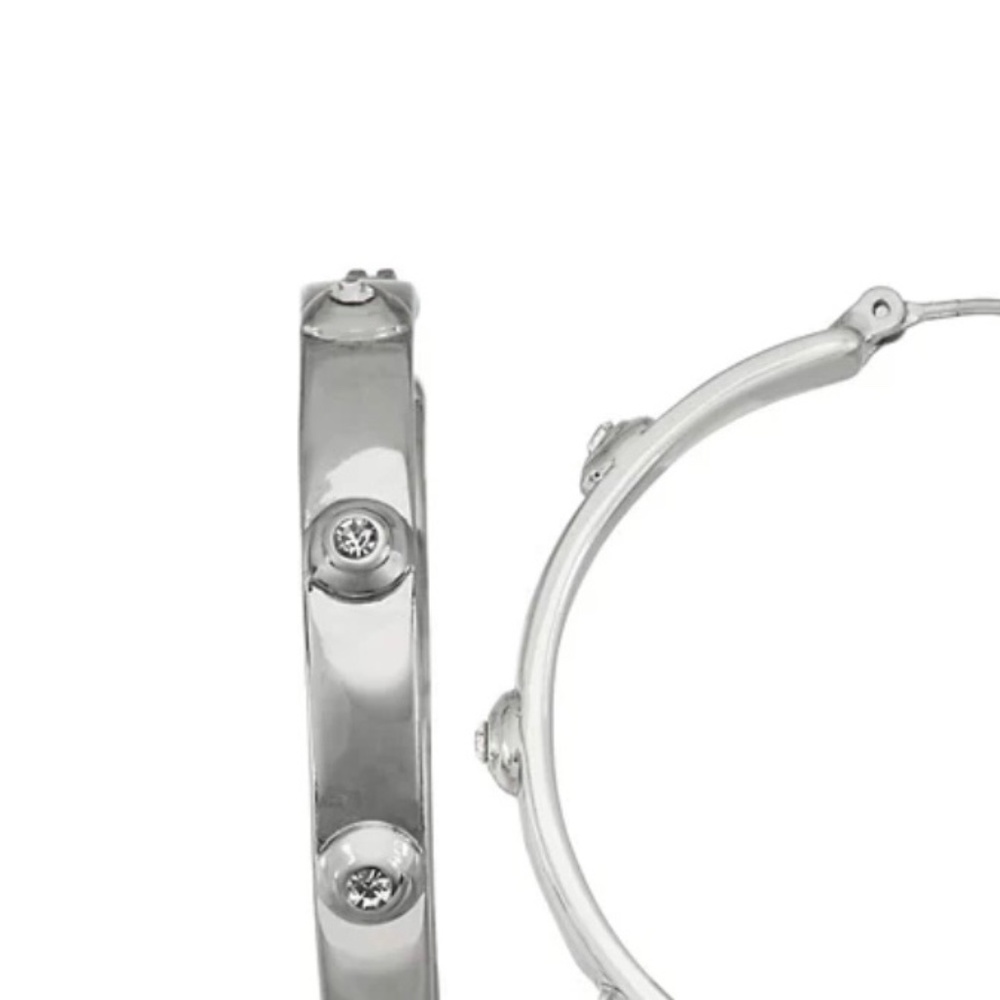 Simulated Crystal Stud Hoop Earrings